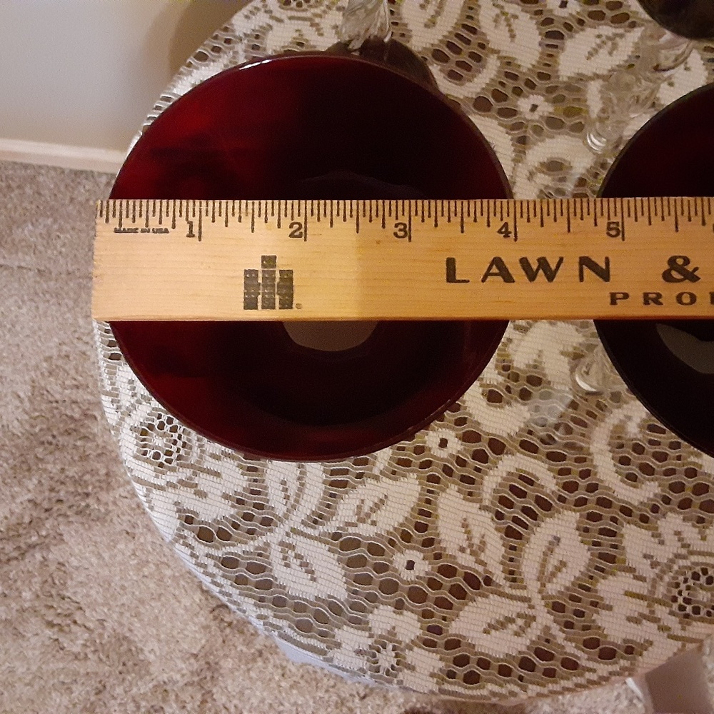 Four Ruby Red Crystal Wine Glasses - Picture 6 of 8